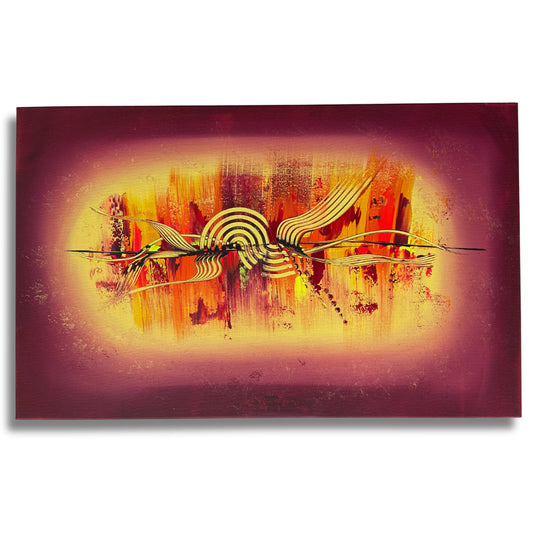 Großformatiges Acrylbild mit Warmfarben und dunklem Rahmeneffekt