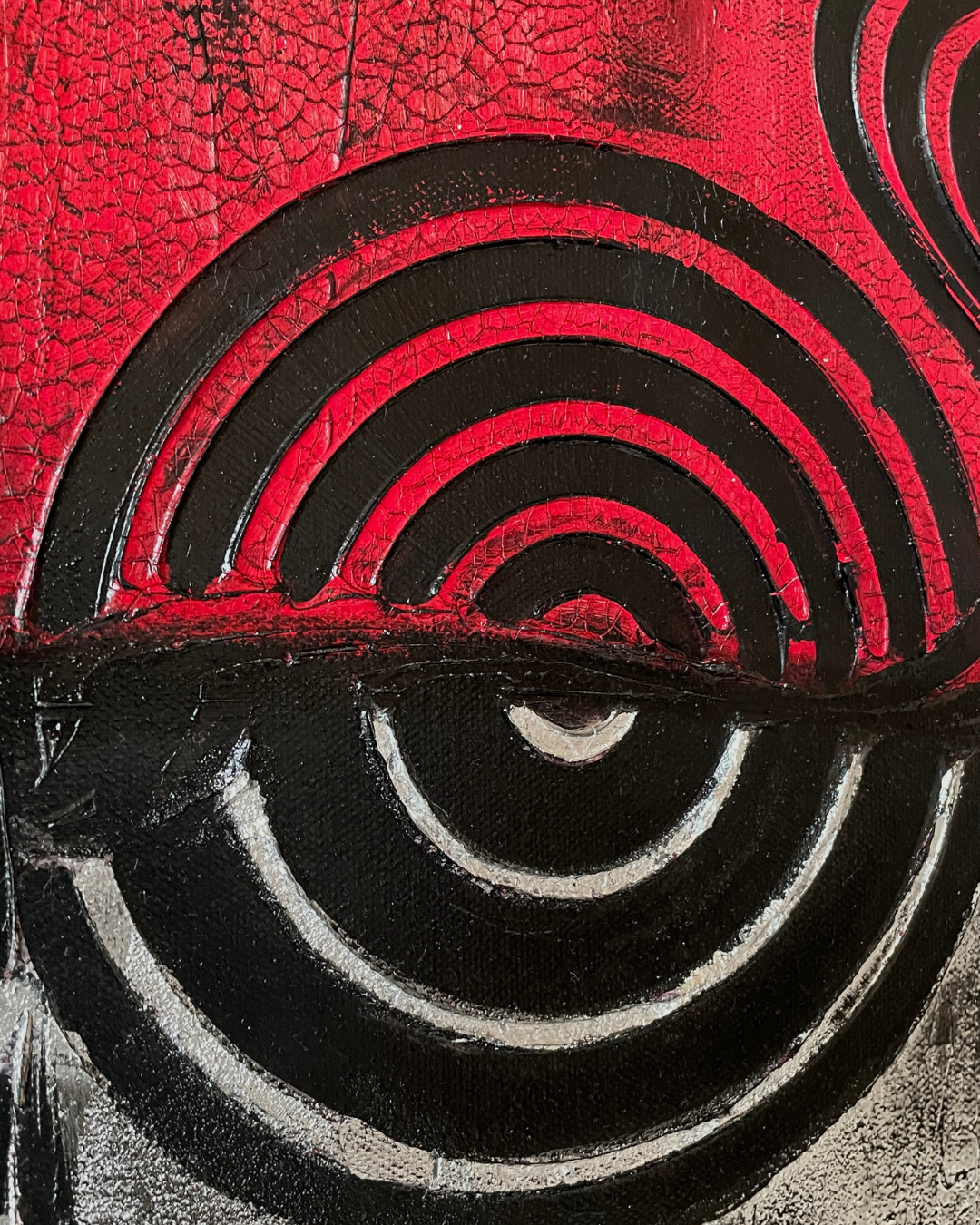 12 - Abstrakte Acrylmalerei Rot-Schwarz-Weiß - Unikat 50x100cm