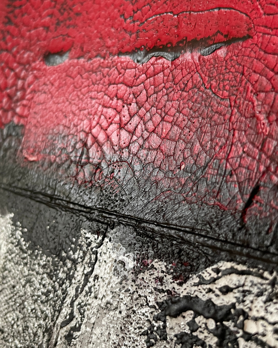 12 - Abstrakte Acrylmalerei Rot-Schwarz-Weiß - Unikat 50x100cm