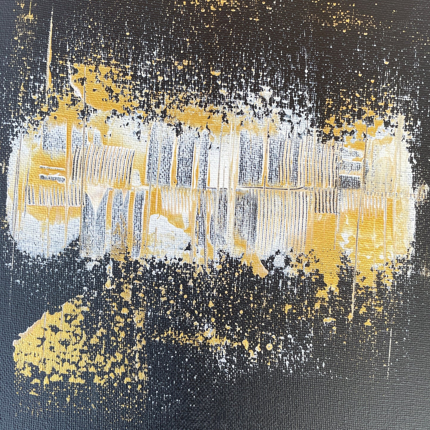Acrylgemälde der Künstlerin Janiscolorart in Schwarz-Gold
