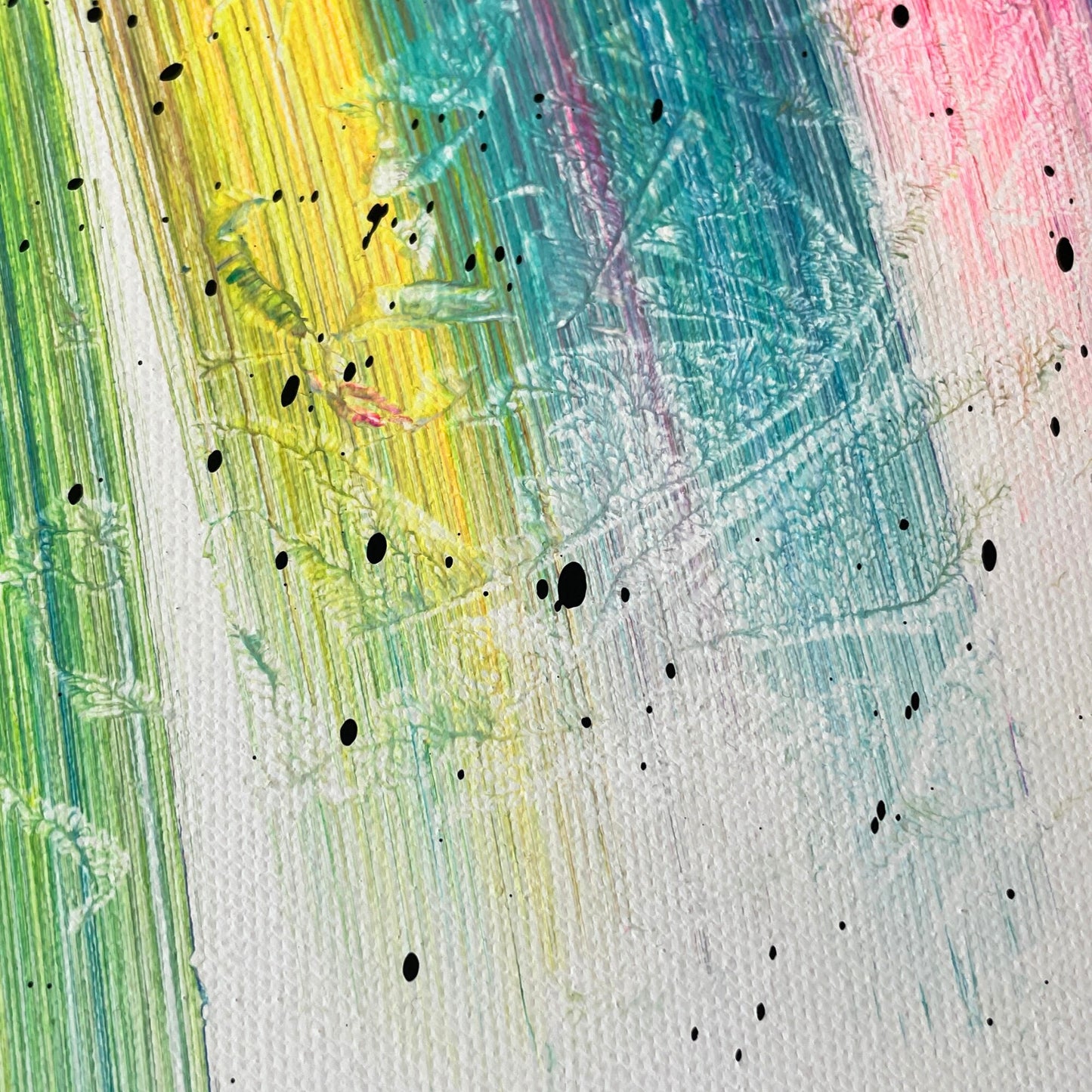 Detailaufnahme des bunten abstrakten Gemäldes mit bunten Pinselstrichen