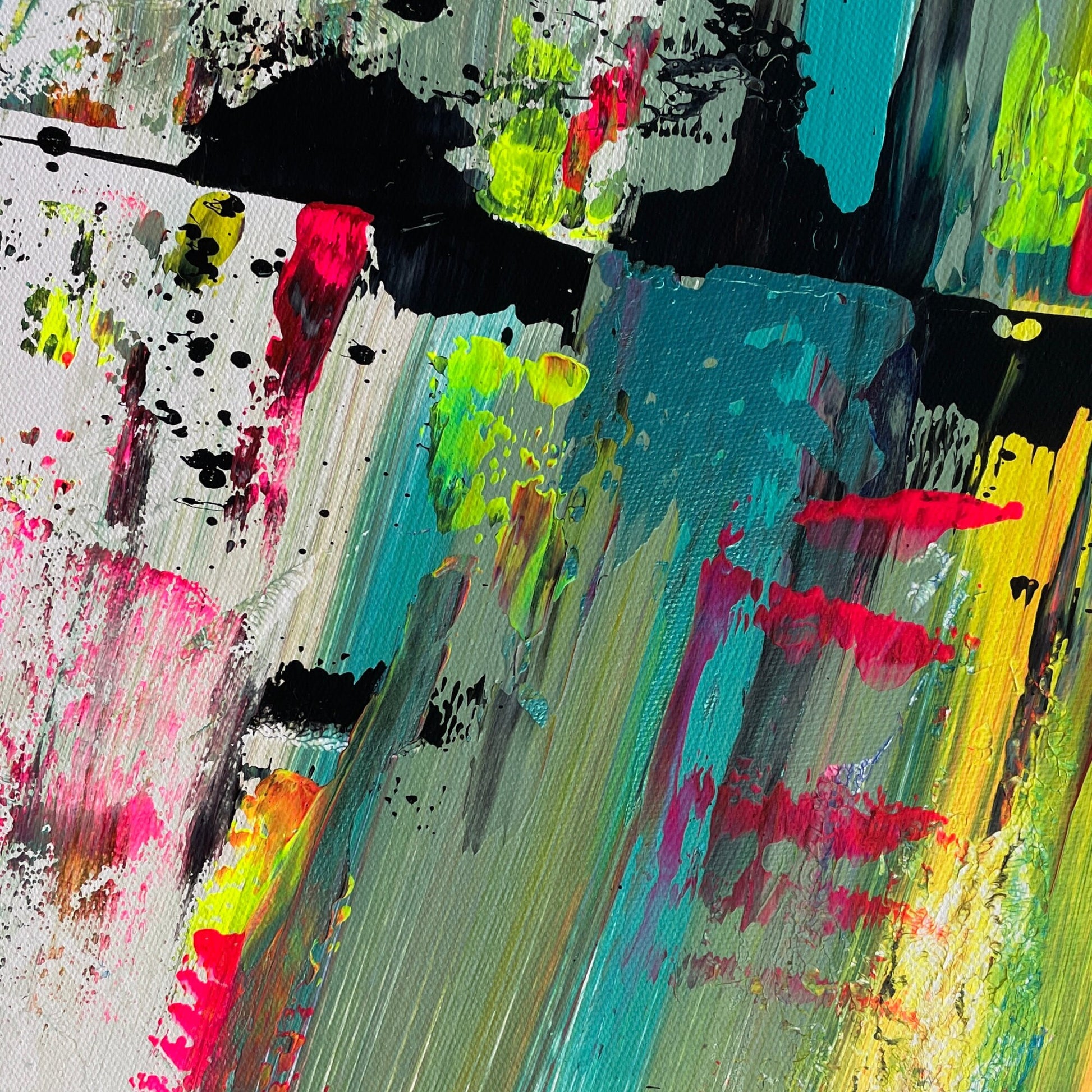 Originales Acrylgemälde der Künstlerin Janiscolorart in intensiven Neonfarben
